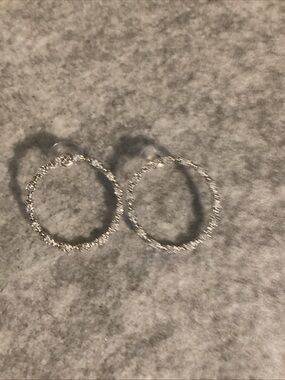 Silver Sparkle Hoop Earrings - Women Jewelry
